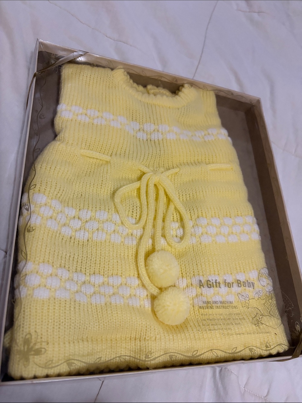 Vintage 1976 Knit Baby Sweater NOS/New Old Stock Maize Yellow New in Box